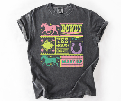 Western Howdy Cowgirl Neons T-Shirt