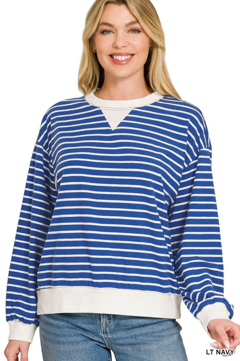 Striped Rib Banded Pullover