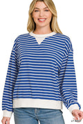 Striped Rib Banded Pullover