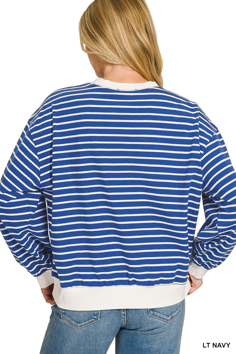 Striped Rib Banded Pullover