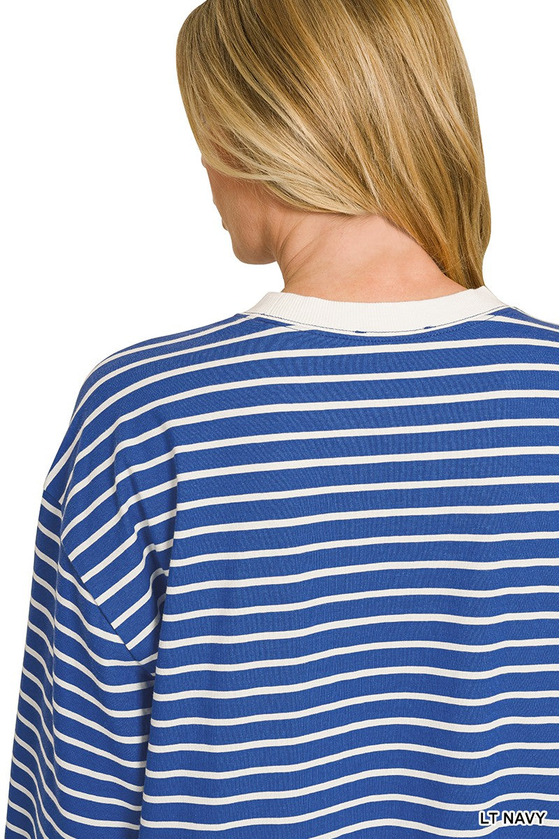 Striped Rib Banded Pullover
