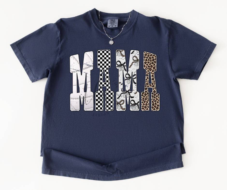 MAMA Checkered Bow Leopard T-Shirt 