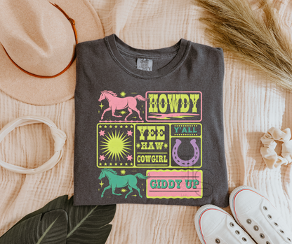 Western Howdy Cowgirl Neons T-Shirt