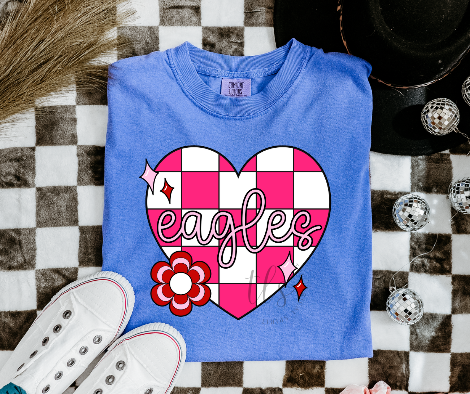 Eagles Checkered Heart Youth Custom Exclusive T-Shirt