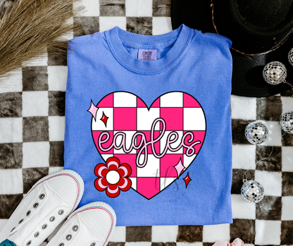 Eagles Checkered Heart Youth Custom Exclusive T-Shirt