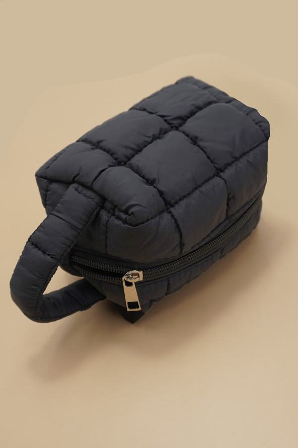 Quilted Puffy Cosmetic Makeup Pouch Clutch Bag