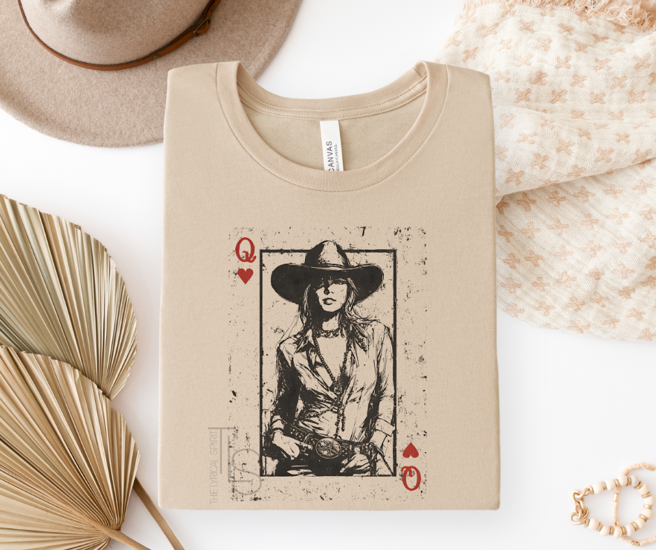 Queen Of Hearts Western Cowgirl T-Shirt