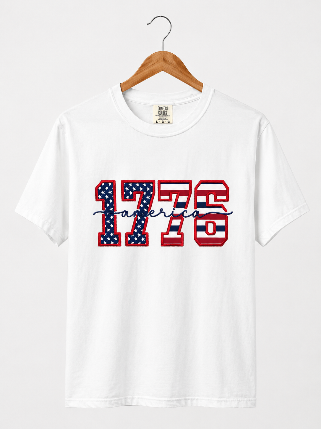 1776 America Spangle Embroidered T Shirt