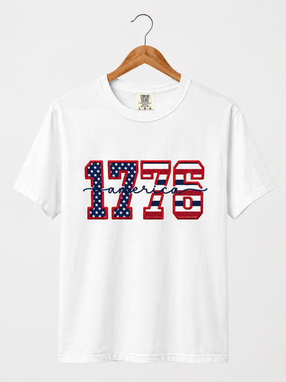 1776 America Spangle Embroidered T Shirt