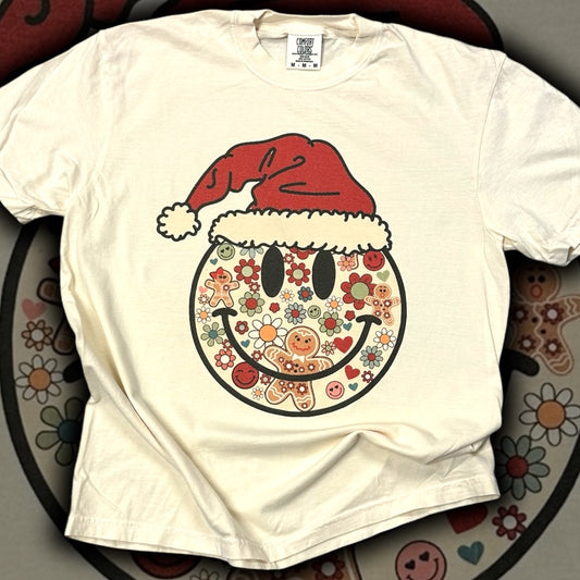 Smiley Santa Hat Comfort Colors T-Shirt