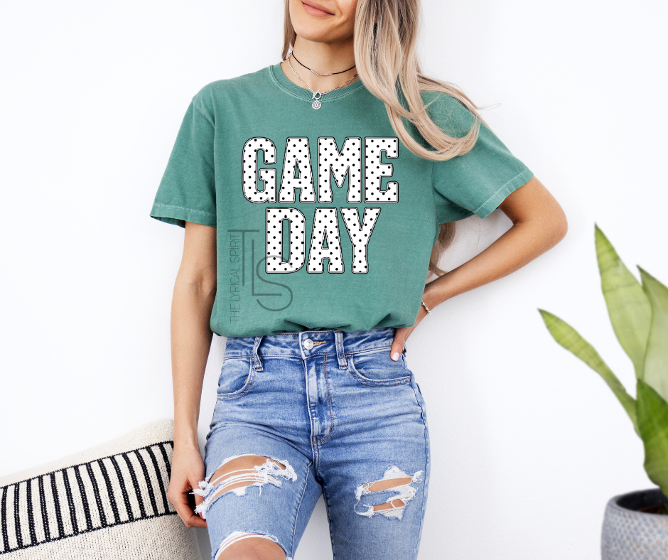 Game Day Black Polka Dot Spirit T-Shirt