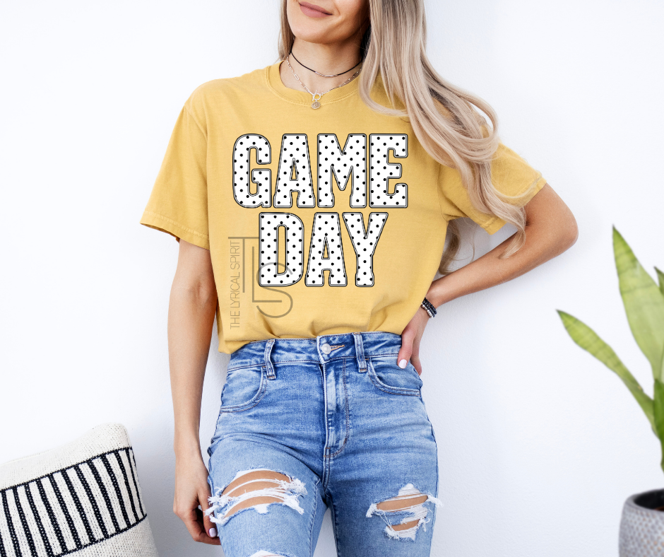 Game Day Black Polka Dot Spirit T-Shirt
