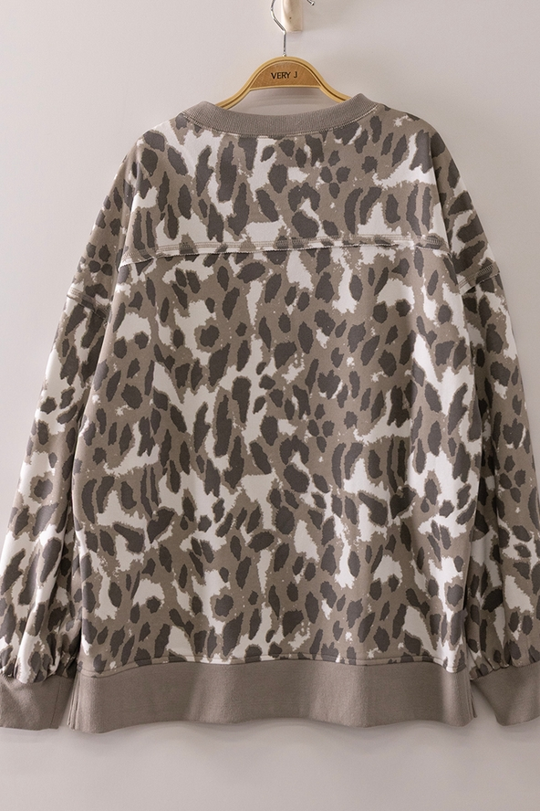 Printed Crew Neck Sweatshirt - Taupe