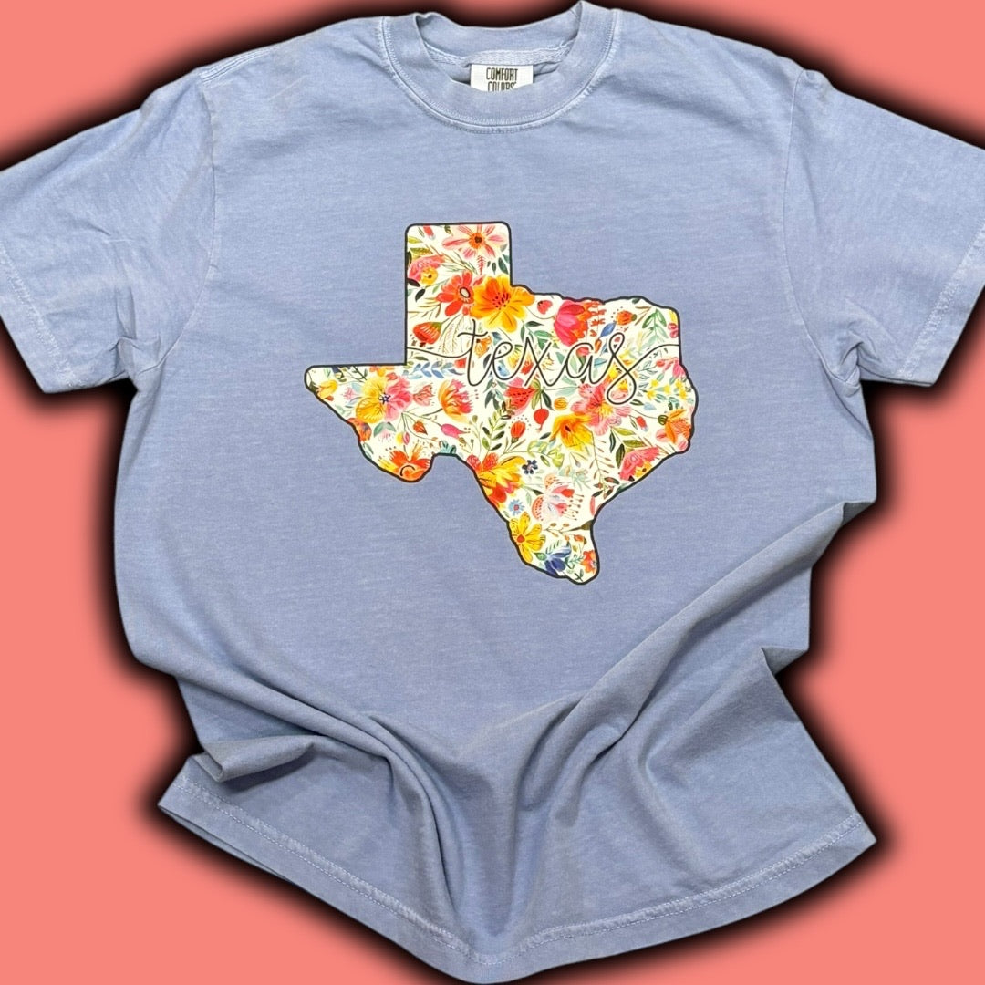 Texas Floral Washed Denim T-Shirt
