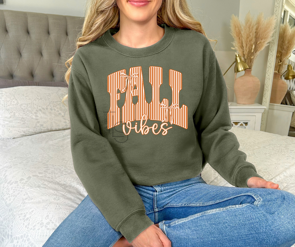 Fall Vibes Orange Striped Sweatshirt