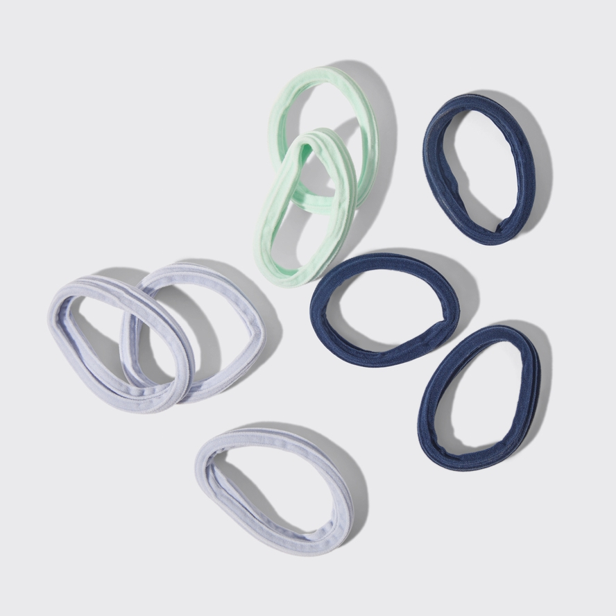 Recycled Seamless Hair Elastics 8pc Set - Blue