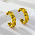 Western Icon Engraved Gold-Tone Hoop Earrings