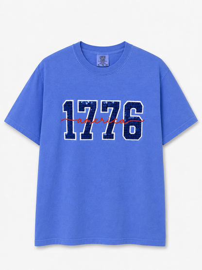 1776 America Spangle Embroidered T Shirt