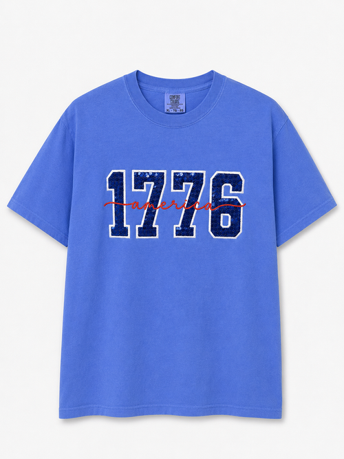1776 America Spangle Embroidered T Shirt