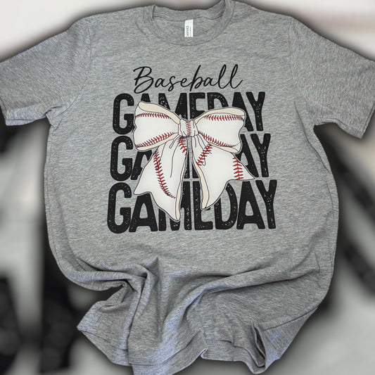 Game Day Baseball Bow T-Shirt