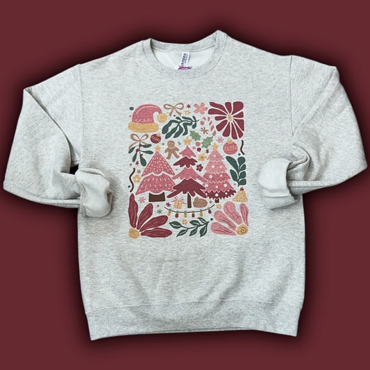 Pink Christmas Floral Sweatshirt
