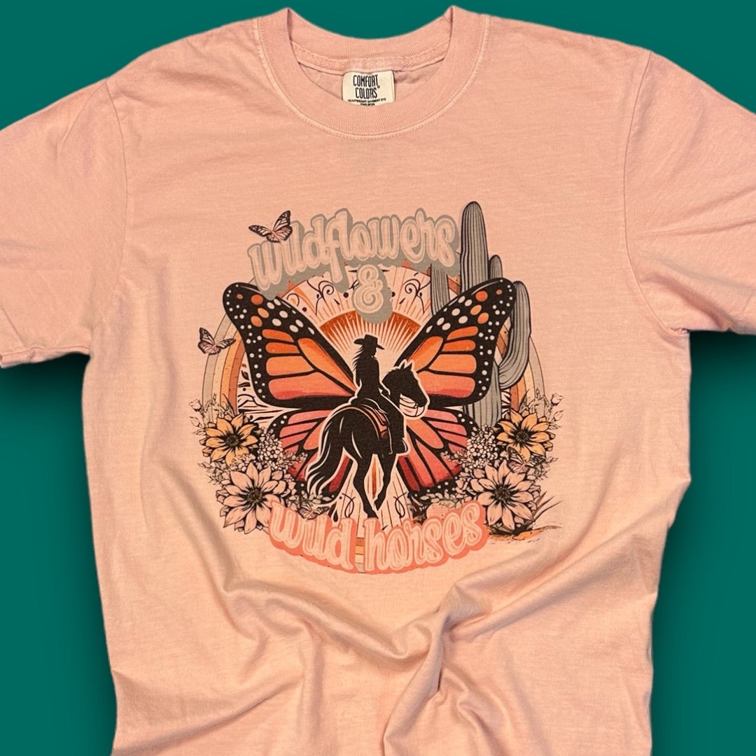 Wildflowers & Wild Horses Butterfly T-Shirt