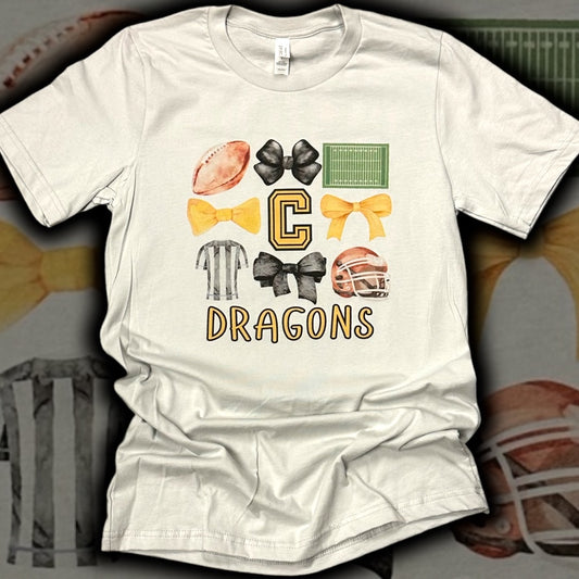 Chico Dragons Football Bow Coquette Exclusive Design T-Shirt