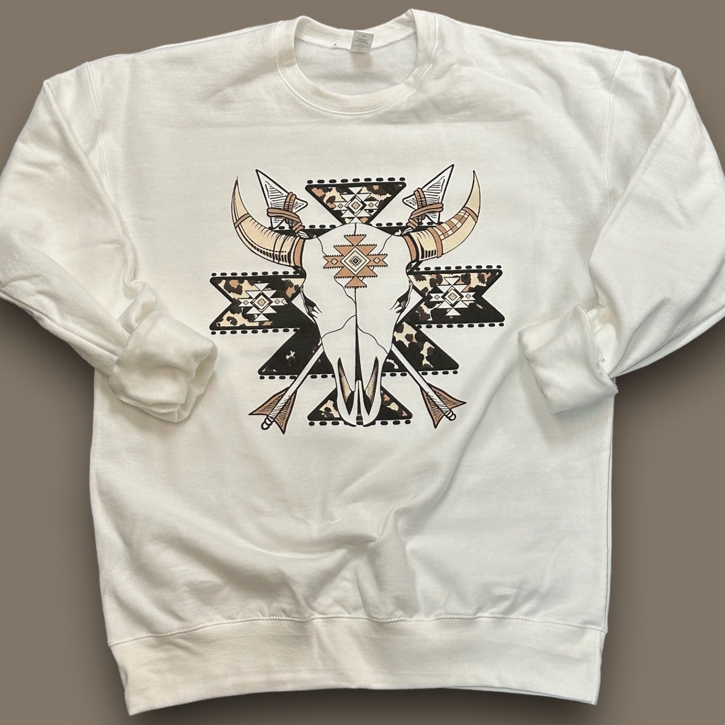 Aztec Western Bull Skull Sweatshirt