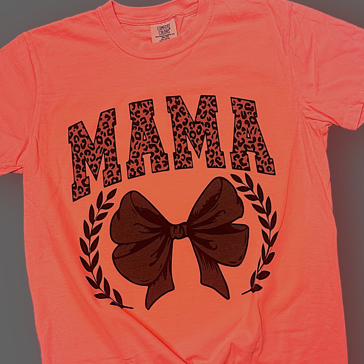 Mama Black Leopard Bow T-Shirt