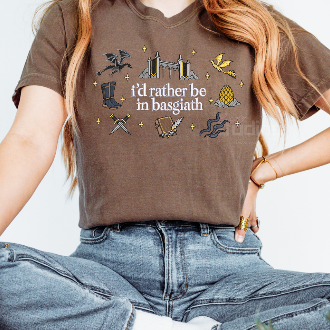 I'd Rather Be In Basgiath - Embroidered T Shirt