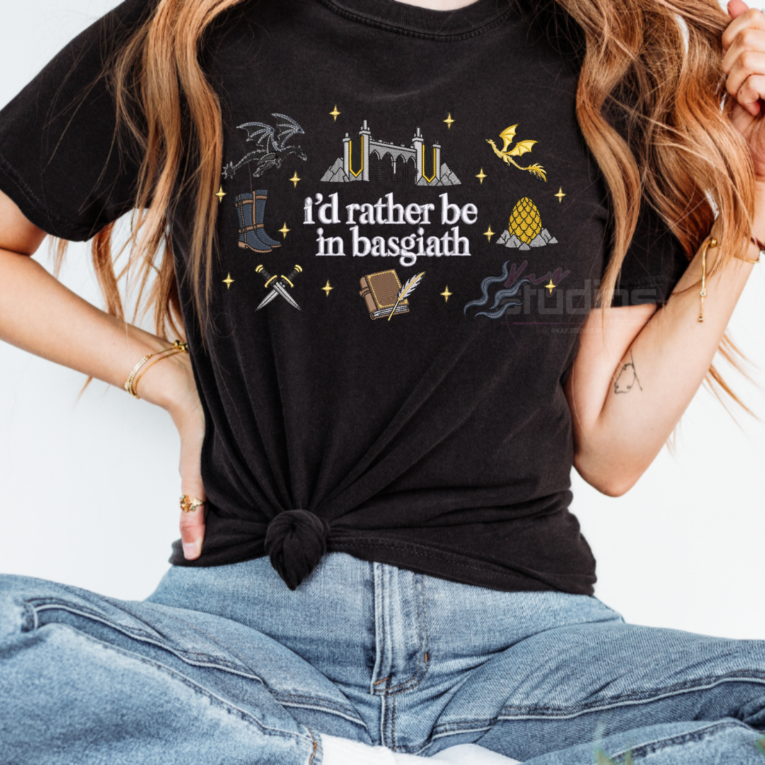 I'd Rather Be In Basgiath - Embroidered T Shirt