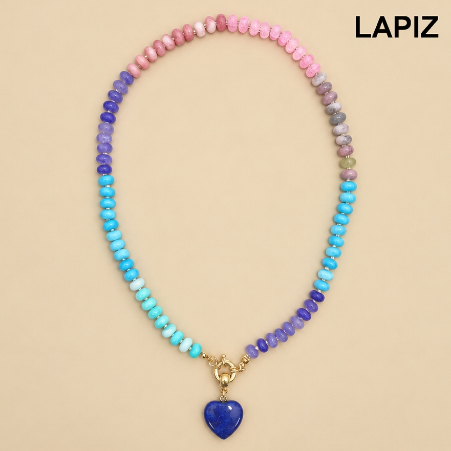 Natural Stone Semi-Precious Glass Mixed Necklace