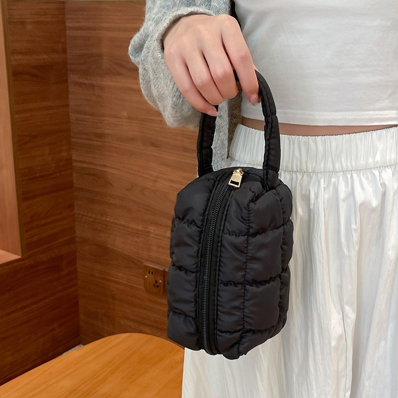 Quilted Puffy Cosmetic Makeup Pouch Clutch Bag