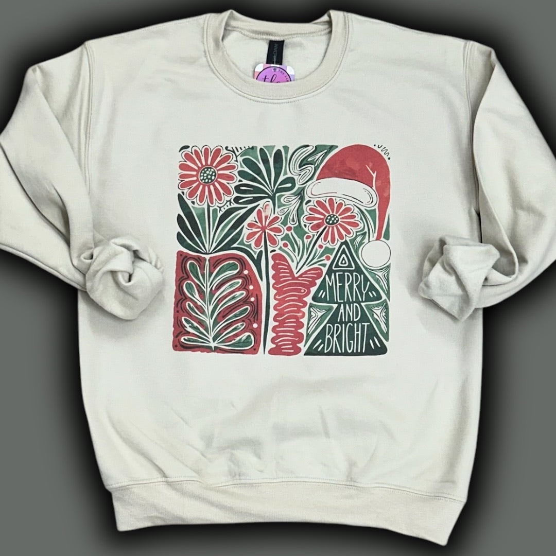Christmas Merry & Bright Floral Sweatshirt