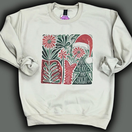 Christmas Merry & Bright Floral Sweatshirt