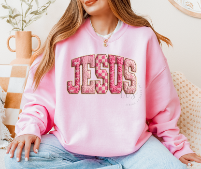 Jesus Faux Yarn Patch Sweatshirt