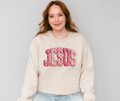 Jesus Faux Yarn Patch Sweatshirt