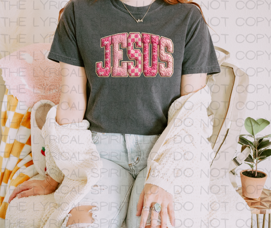 Jesus Faux Yarn Patch T-Shirt