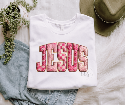 Jesus Faux Yarn Patch T-Shirt
