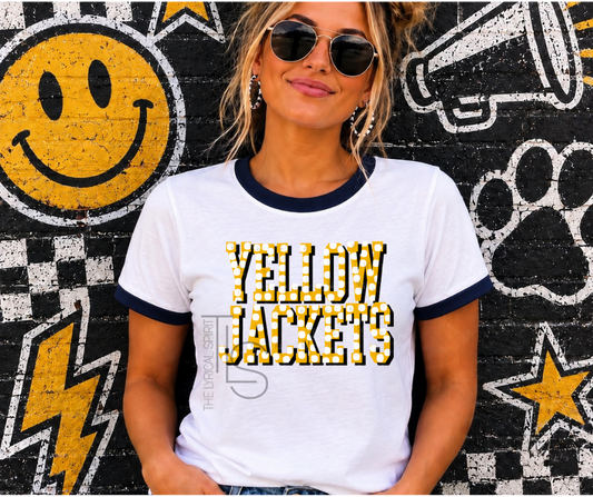 Yellow Jackets Marquee Lights Ringer T-Shirt