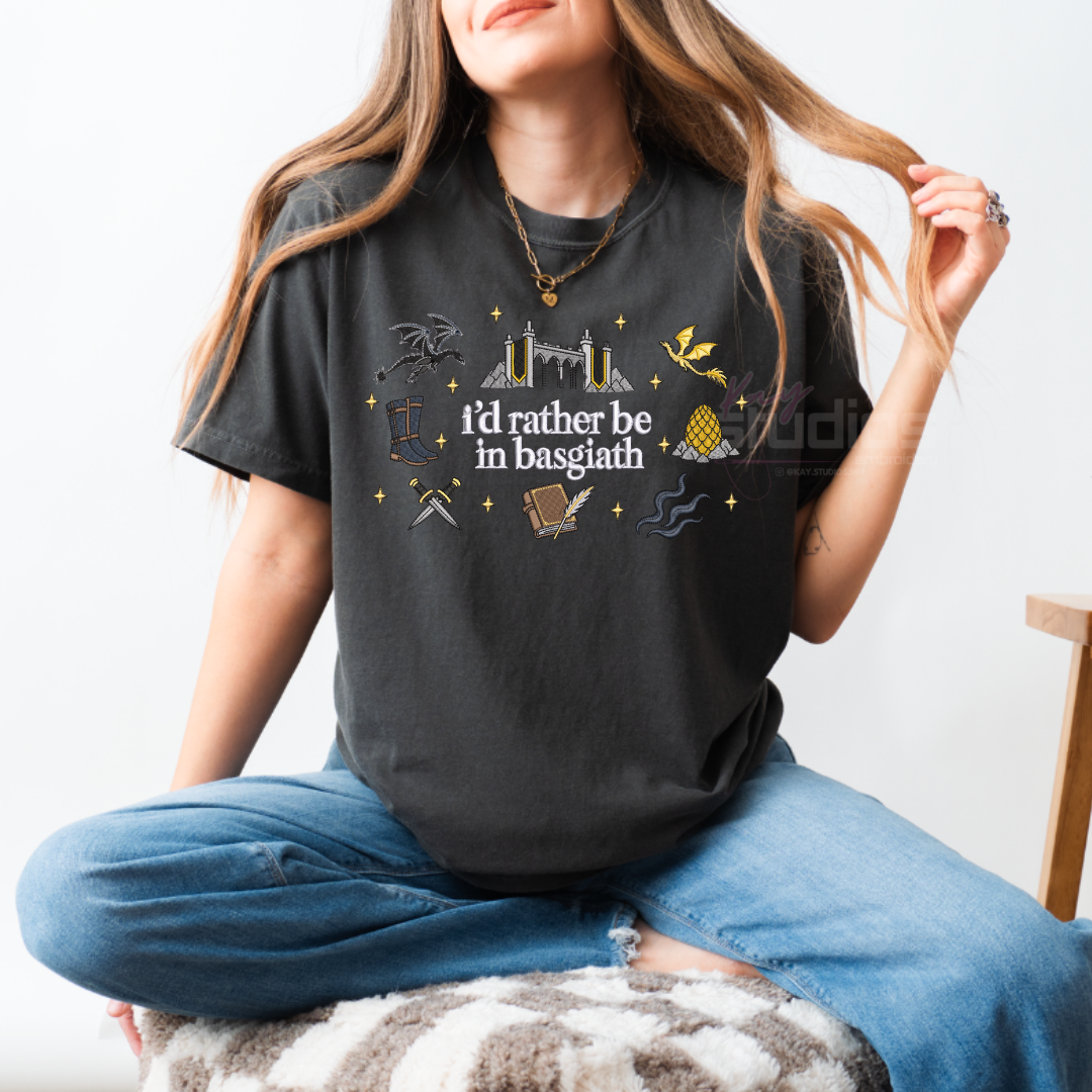 I'd Rather Be In Basgiath - Embroidered T Shirt