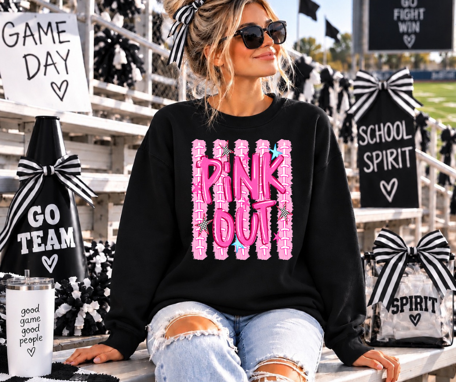 Pink Out Football Checker Stars Sweatshirt