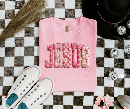 Jesus Faux Yarn Patch T-Shirt