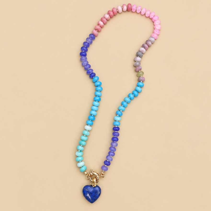 Natural Stone Semi-Precious Glass Mixed Necklace