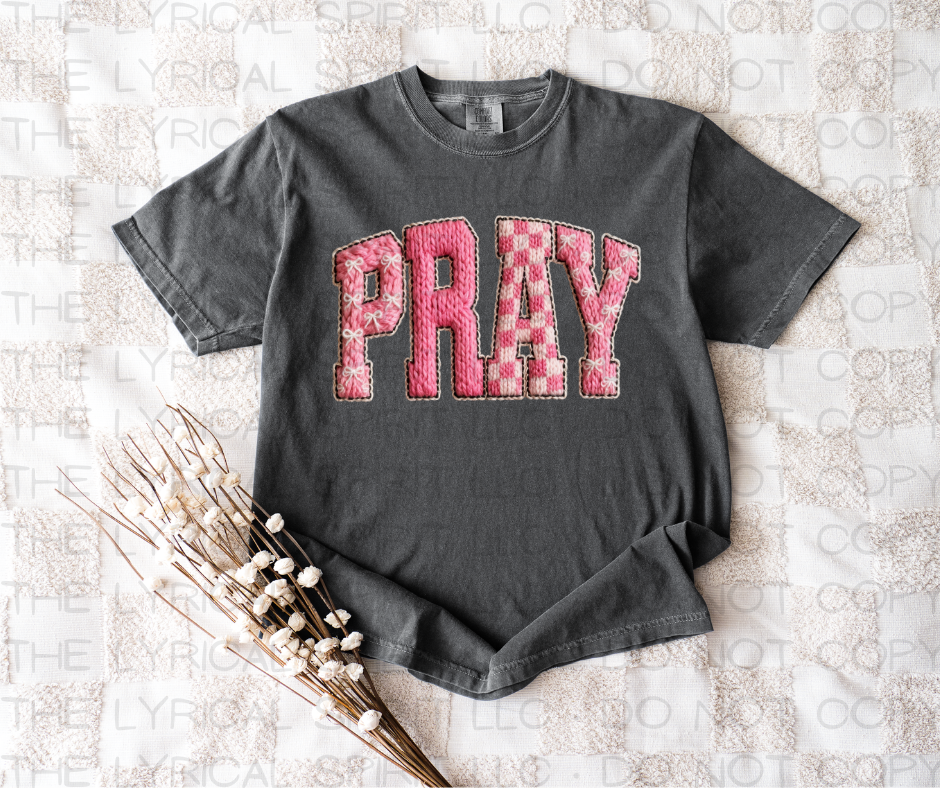 Pray Faux Yarn Patch T-Shirt