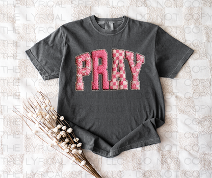 Pray Faux Yarn Patch T-Shirt