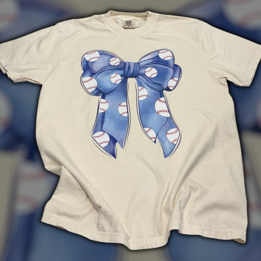 Baseball Blue Bow T-Shirt