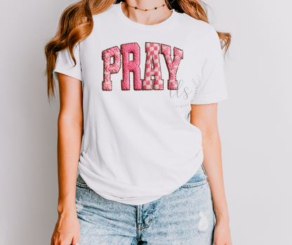 Pray Faux Yarn Patch T-Shirt