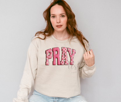 Pray Faux Yarn Patch Sweatshirt
