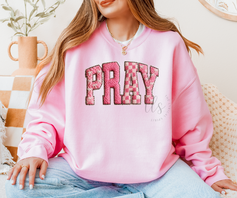 Pray Faux Yarn Patch Sweatshirt